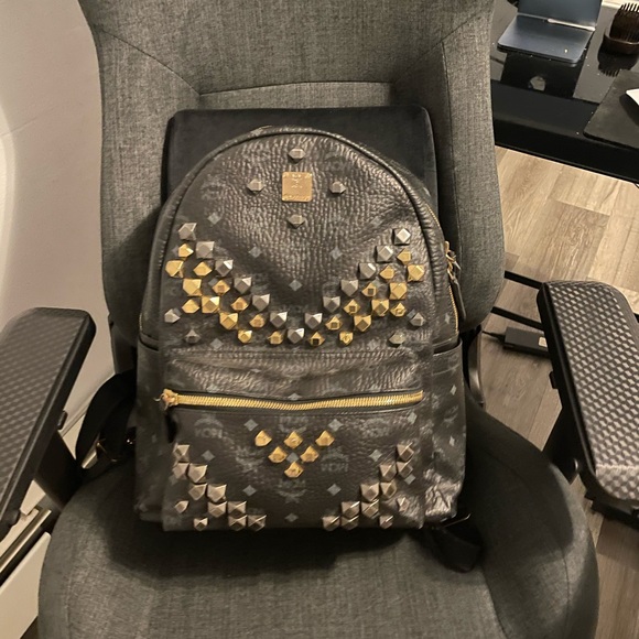 MCM Bags Mcm Leather Rhinestone Book Bag Backpack Poshmark